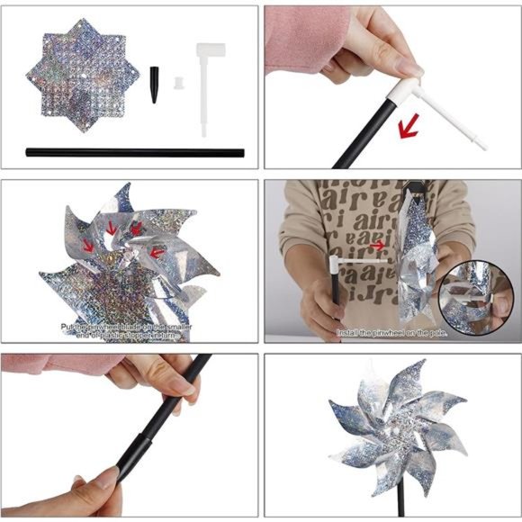 10 Pack Reflective Pinwheels with Stakes,Extra Sparkly Pinwheel for Garden Decor - Picture 2 of 6